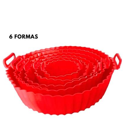 Imagem de Kit 6 Forminhas Silicone Air Fryer Lavável Fácil Limpeza