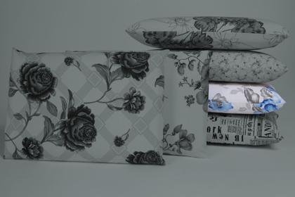 Imagem de Kit 6 fronhas estampada 80% algodão para travesseiro branco com estampa