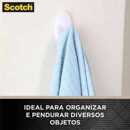 Imagem de Kit 6 Gancho Adesivo Grande 3M Scotch Fixação Permanente Suporta até 3 kg