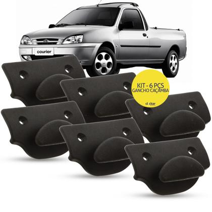 Imagem de Kit 6 Ganchos Caçamba Ford Courier 1997 1998 1999 2000 2001 2002 2003 2004 2005 2006 2007 2008 2009 2010 2011 2012 2013