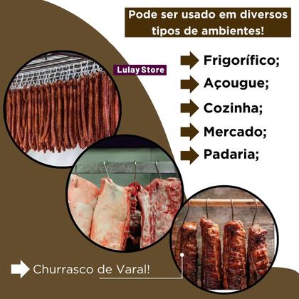 Imagem de Kit 6 Ganchos Pequenos 12cm Aço Inox Açougue Frigorífico Boi Giratório Pendurar Carne Alimentos Churrasco Fogo