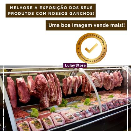 Imagem de Kit 6 Ganchos Pequenos 12cm Aço Inox Açougue Frigorífico Boi Giratório Pendurar Carne Alimentos Churrasco Fogo