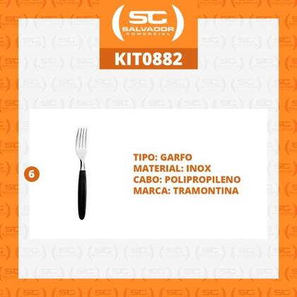 Imagem de Kit - 6 Garfos De Mesa Ipanema Lâmina Em Aço Inox Cabo Preto Gptop - Tramontina