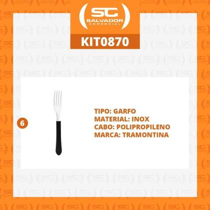 Imagem de Kit - 6 Garfos De Mesa Leme Com Lâmina Em Aço Inox Cabo Preto Gpbag - Tramontina