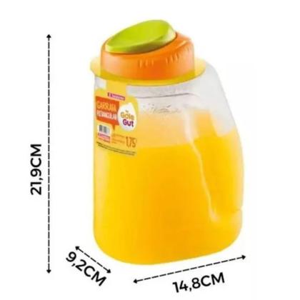 Kit 6 Garrafa Jarra Retangular Agua Suco Bebidas 1,75L - Sanremo Imagem de Kit 6 Garrafa Jarra Retangular Agua Suco Bebidas 1,75L