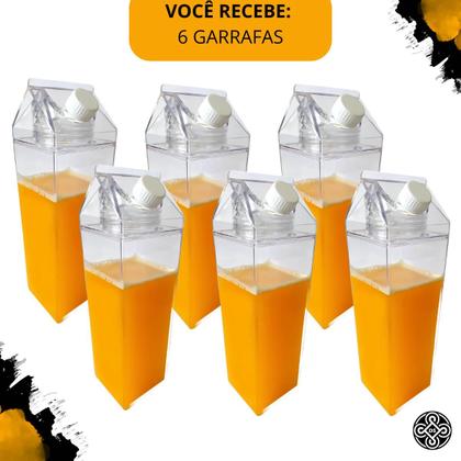 Imagem de Kit 6 Garrafa Plástica Acrílica Transparente 1 litro com Tampa Hermética