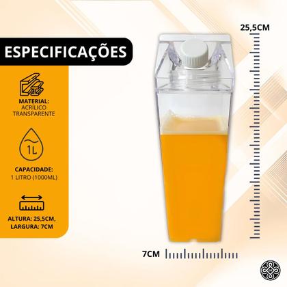 Imagem de Kit 6 Garrafa Plástica Acrílica Transparente 1 litro com Tampa Hermética