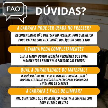 Imagem de Kit 6 Garrafa Plástica Acrílica Transparente 1 litro com Tampa Hermética