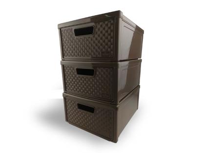 Imagem de Kit 6 Gaveteiros Modularares Empalhável Organizador Multiuso Sapateira Rattan Plástico Resistente