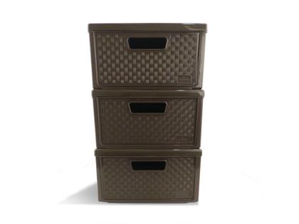 Imagem de Kit 6 Gaveteiros Modularares Empalhável Organizador Multiuso Sapateira Rattan Plástico Resistente