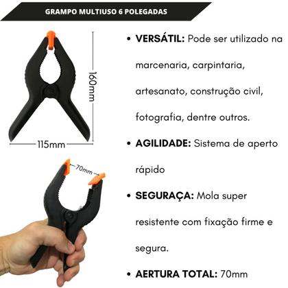 Imagem de Kit 6 Grampo Alicate Pinça 6 Polegadas Marceneiro Fundo Infinito Foto
