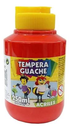 Imagem de Kit 6 Guache 250ml Vermelho AZUL Amarelo BRANCO Preto VERDE - Acrilex