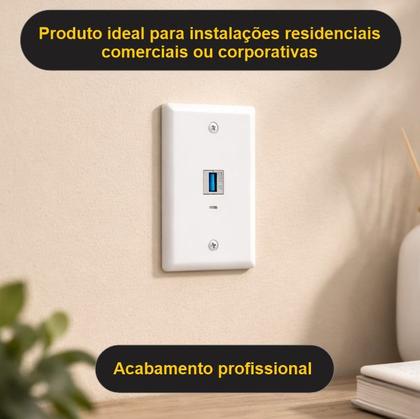 Imagem de Kit 6 Keystone Emenda Usb 3.0 Embutir Painel Tomada Preto