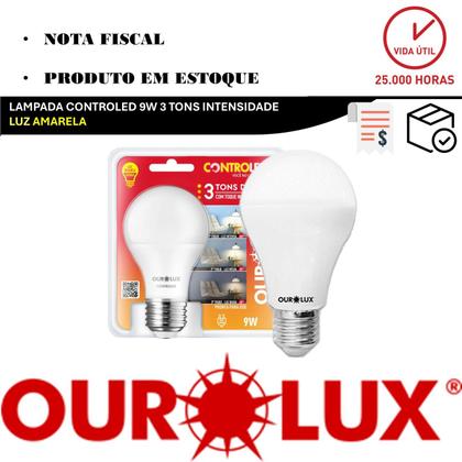 Imagem de Kit 6 Lampada Controled 9w 3 Toque 3 Tons 2700K Luz Amarela E27