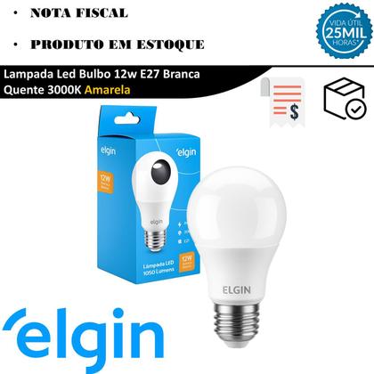 Imagem de Kit 6 Lampada Led Bulbo 12w E27 Branca Quente 3000K Amarela