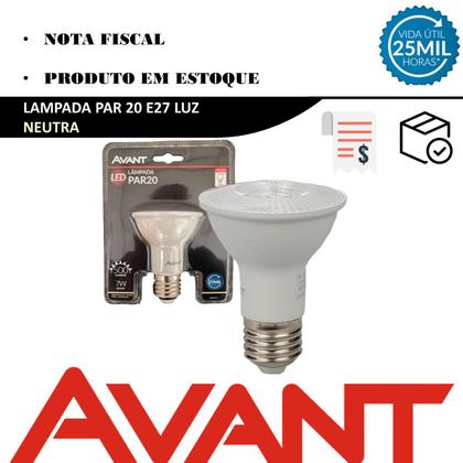 Kit 6 Lampada Led Par 20 7w Branco Neutro 4000k E27 Bivolt - Avant Imagem de Kit 6 Lampada Led Par 20 7w Branco Neutro 4000k E27 Bivolt