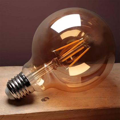 Imagem de KIT 6 Lâmpadas Filamento Led G95 Retrô 4w 2700k Âmbar