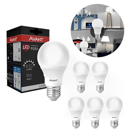 Kit 6 Lâmpadas Led 9W Bulbo Pêra 6500K Luz Branco Frio Avant - Tesla Store Imagem de Kit 6 Lâmpadas Led 9W Bulbo Pêra 6500K Luz Branco Frio Avant