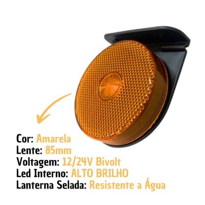 Imagem de Kit 6 Lanternas Lateral Led Carreta Com Suporte Amarela G