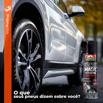 Imagem de Kit 6 Limpa Pneus Aerosol Black Magic Proauto 400ml