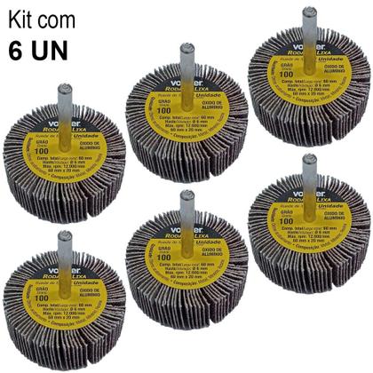 Imagem de Kit 6 Lixas Circular Roda Pg 60 X 20mm Grão 100 - Vonder