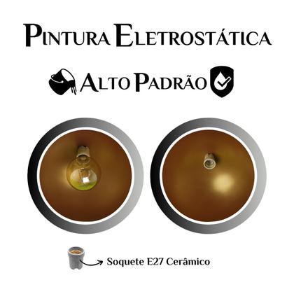 Imagem de Kit 6 Luminária Pendente Bala Com Interior Cobre Com Fiação 110/220v