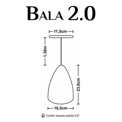 Imagem de Kit 6 Luminária Pendente Bala Nova Com Interior Laranja Com Fiação 110/220v