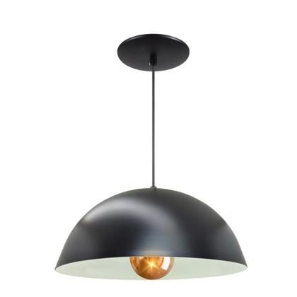 Imagem de Kit 6 Luminária Pendente Meia Lua 34cm Com Interior Branco Brilho Com Fiação 110/220v