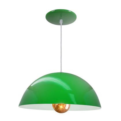 Imagem de Kit 6 Luminária Pendente Meia Lua 34cm Com Interior Branco Brilho Com Fiação 110/220v