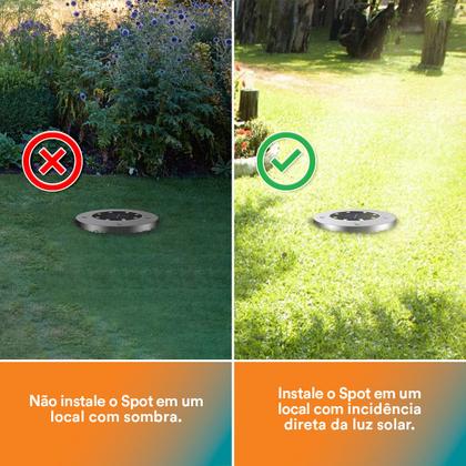 Imagem de Kit 6 Luminárias Spot Solar Cromado ZON Verde Automática para Decoração de Jardim em LED