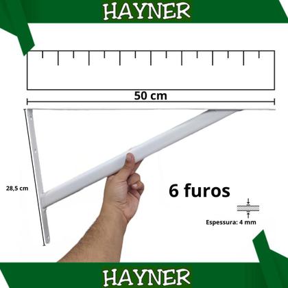 Kit 6 Mão Francesa Cantoneira Suporte Ferro Prateleiras Extra Forte Reforçada Branca 50 Cm Paredes - Hayner Imagem de Kit 6 Mão Francesa Cantoneira Suporte Ferro Prateleiras Extra Forte Reforçada Branca 50 Cm Paredes