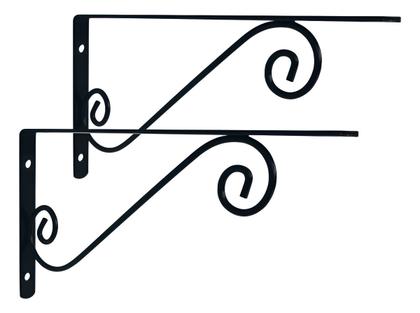Imagem de Kit 6 Mão Francesa Colonial 30cm Reforçada Preta Suporte Prateleira Aço