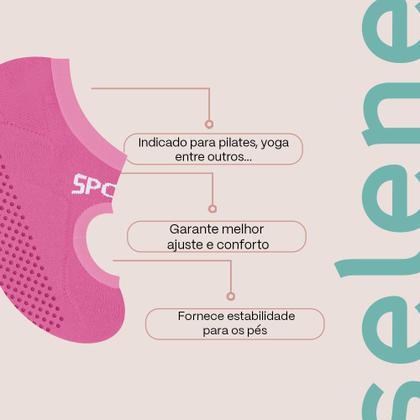 Imagem de Kit 6 Meias Sapatilha Antiderrapante Yoga Pilates Selene