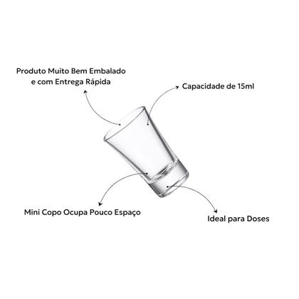 Imagem de Kit 6 Mini Copos Base Grossa e Resistente 15ml Doses Shots Degustações Licor Cachaça