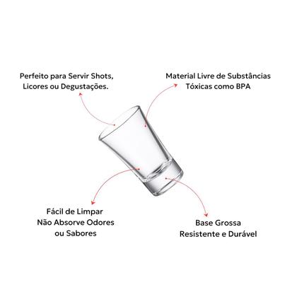 Imagem de Kit 6 Mini Copos Base Grossa e Resistente 15ml Doses Shots Degustações Licor Cachaça