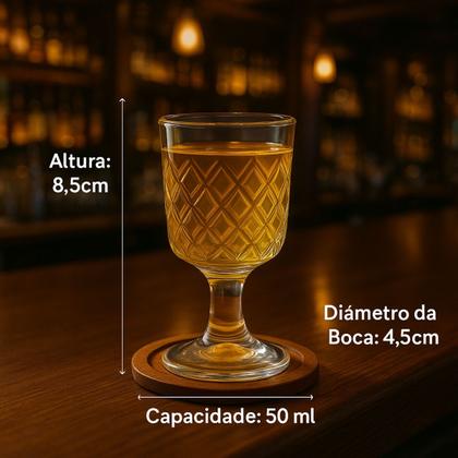 Imagem de Kit 6 Mini Taças De Vidro Transparente Para Licor 50ml Luxo