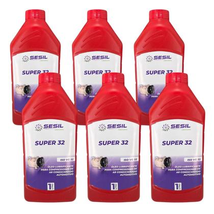 Imagem de Kit 6 Óleos Super 32 Compressor Ar Cond Automotivo 1 Litro