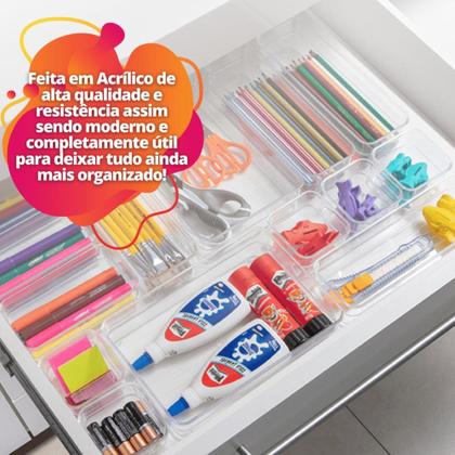 Imagem de Kit 6 Organizador Acrílico Empilhavel Cozinha Gaveta Escritorio Maquiagem