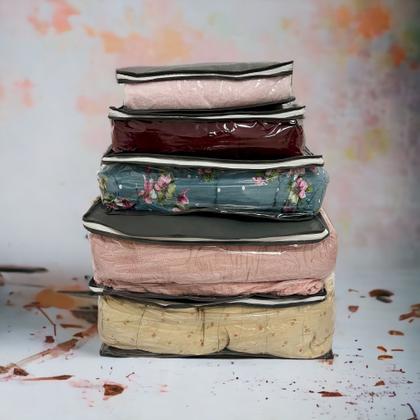 Imagem de Kit 6 Organizador de Guarda Roupa e Gaveta Maleiro Preto PP