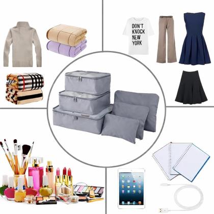 Imagem de Kit 6 Organizadores de Mala para Viagem Cinza