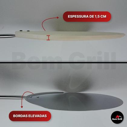 Imagem de Kit 6 Pá Pizza 36Cm Madeira Escova 2 Pá Cinza Espalha Brasa