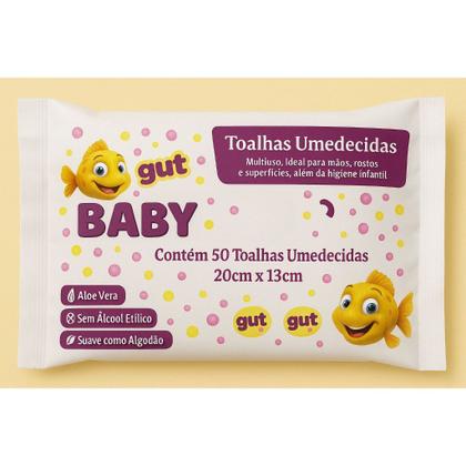 Imagem de Kit 6 Pacotes Toalhinhas Umedecidas Para Bebe C/50UN CADA 20cm 13cm - Gut Gut Baby