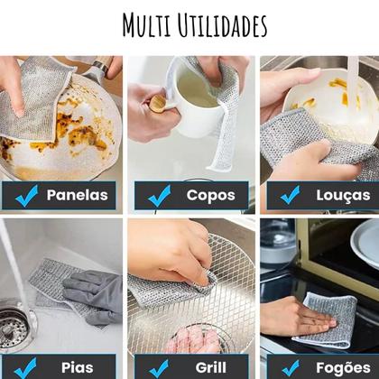 Imagem de Kit 6 Pano De Limpeza Para Fogão Magico Multiuso Fio de Aço