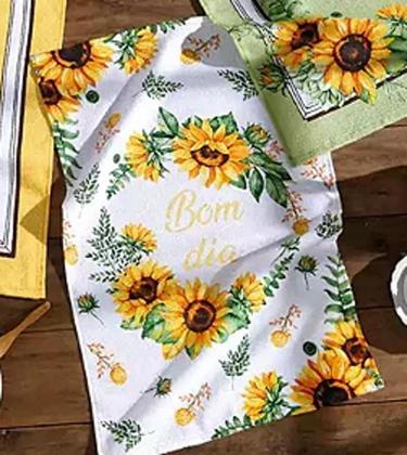 Imagem de Kit 6 Panos de Copa Felpudo Estampado Dohler Girassol