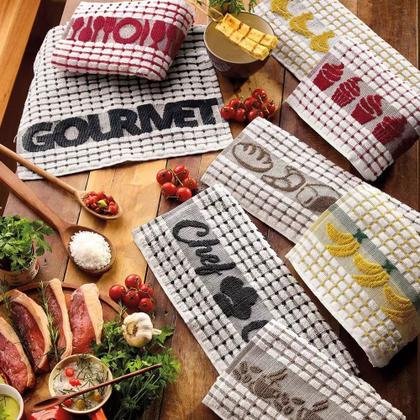 Kit 6 Panos de Copa Linha Gourmet Teka Atoalhado 300 g m - Pano de