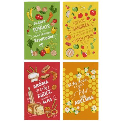 Imagem de Kit 6 Panos de prato atoalhado estampado Teka Primore 40 cm X 65 cm