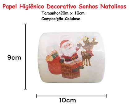 Imagem de Kit 6 Papel Higiênico Papai Noel Decorativo Sonhos Natalinos