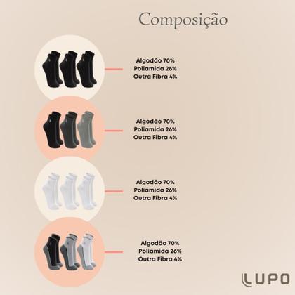 Imagem de Kit 6 Pares De Meia Lupo Esportiva Feminino Masculino Modelo Cano Curto Tamanhos Grandes Plus  37 ao 48