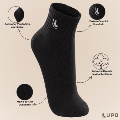 Imagem de Kit 6 Pares De Meia Lupo Esportiva Feminino Masculino Modelo Cano Curto Tamanhos Grandes Plus  37 ao 48