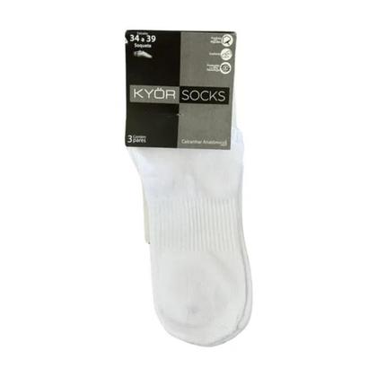 Imagem de Kit 6 Pares De Meias Brancas Soquete Kyor Unissex 34 A 39